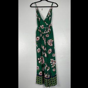 Contemporary Green Floral Jumpsuit Medium